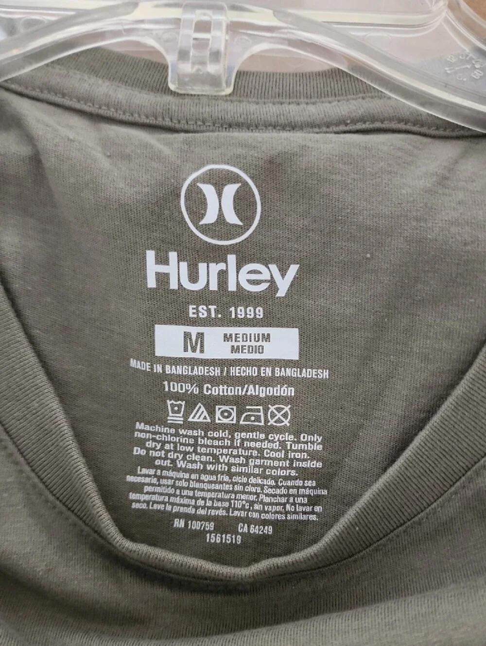 Hurley Gray/Green Short Sleeve Logo Tee with Black and Red Accents